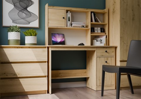 Biurko CHESTER Z NADSTAWKĄ Dąb Artisan 1 Szuflada Szafka Regał Do Pokoju