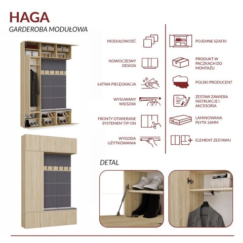 Garderoba HAGA III/1Sz2W DĄB SONOMA + 2x Wieszak