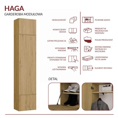 Garderoba Szafa HAGA 1SZ DĄB ARTISAN