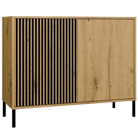 Komoda Front Ryflowany Szafka KAMARO 2D Slim / Gładki DĄB ARTISAN Lamele