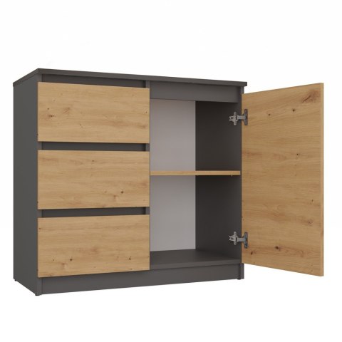 Komoda Malwa 1D3S ANTRACYT DĄB ARTISAN