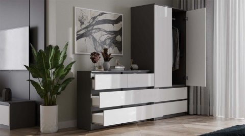 Komoda Malwa M6 120 ANTRACYT / BIAŁY
