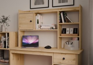 Nadstawka do Biurka 120 cm DĄB ARTISAN 1 Drzwi Regał Na Książki Dokumenty