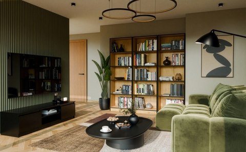 REGAŁ Szafka R60 Na Książki DĄB ARTISAN CZARNE OBRZEŻA 5 Półek Do Biura