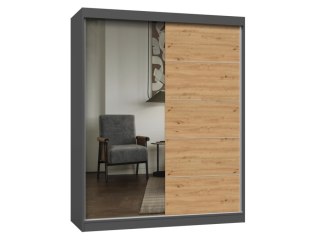 Szafa IGA 160 A/C ANTRACYT ARTISAN 1 x Lustro Szprosy Do Sypialni Przedpokoju