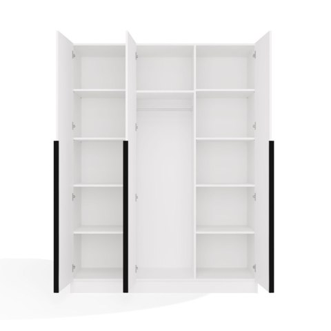 Szafa SENSO 3D 150 CM 3 Drzwi Czarne Uchwyty Do Salonu Sypialni BIEL