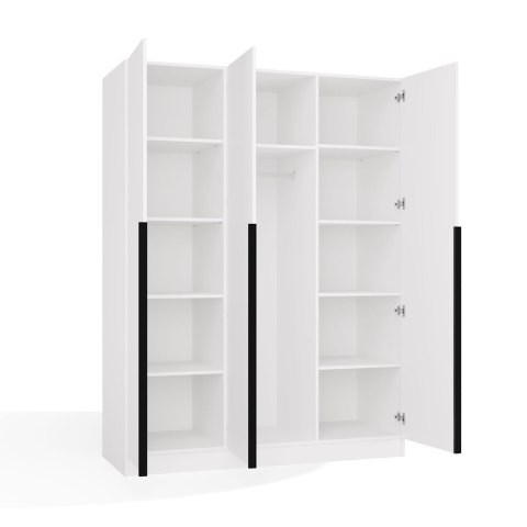 Szafa SENSO 3D 150 CM 3 Drzwi Czarne Uchwyty Do Salonu Sypialni BIEL