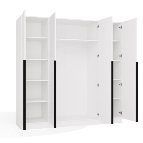 Szafa SENSO 4D 200 CM 4 Drzwi Czarne Uchwyty Do Salonu Sypialni BIEL