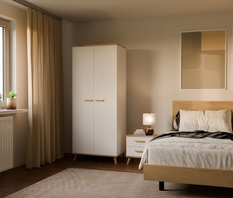 Szafa Ubraniowa OLYMPO 2D BIAŁA DĄB ARTISAN 80 Cm Drążek 2 Drzwi Sypialnia
