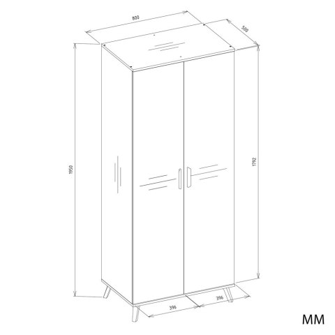 Szafa Ubraniowa OLYMPO 2D BIAŁA DĄB ARTISAN 80 Cm Drążek 2 Drzwi Sypialnia