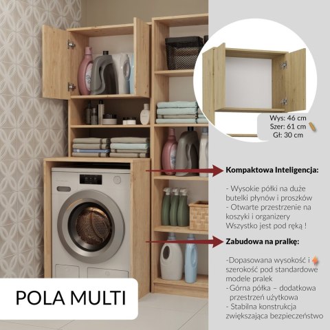 Szafka Łazienkowa POLA MULTI Nad Pralkę Słupek Regał DĄB ARTISAN