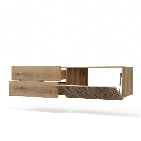 SZAFKA POD UMYWALKĘ TIGO 1D2S DĄB EVOKE 140 CM 2 SZUFLADY RYFLOWANY FRONT WISZĄCA