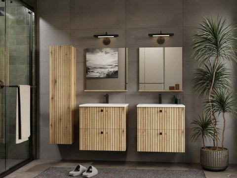 SZAFKA POD UMYWALKĘ TIGO 60 2S DĄB EVOKE 2 SZUFLADY RYFLOWANY FRONT WISZĄCA