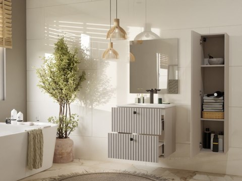 SZAFKA POD UMYWALKĘ TIGO 60 2S KASZMIR 2 SZUFLADY RYFLOWANY FRONT WISZĄCA