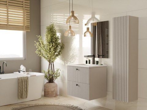 SZAFKA POD UMYWALKĘ TIGO 60 2S KASZMIR RYFLOWANY FRONT + UMYWALKA