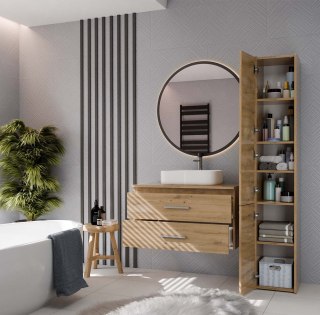 Szafka Pod Umywalkę Łazienkowa NEL 80 Wisząca 2 Szuflady DĄB ARTISAN