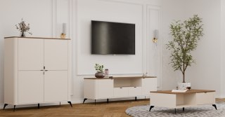 Szafka RTV CORDOBA 2D2S Kaszmir Beż Dąb Castello Szafka Pod TV 2 Szuflady