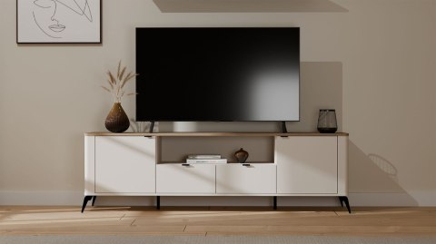 Szafka RTV CORDOBA 2D2S Kaszmir Beż Dąb Castello Szafka Pod TV 2 Szuflady