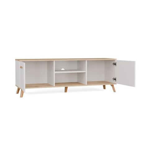 Szafka RTV OLYMPO 150 BIAŁA DĄB ARTISAN 150 CM Stolik Pod TV Telewizor