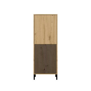 Witryna KAMARO 2DK SLIM/GŁADKI DĄB ARTISAN Lamele Front Ryflowany + Klasyczny