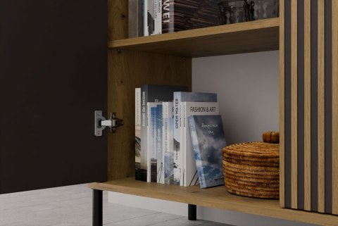 Witryna KAMARO 4DK SLIM/GŁADKI DĄB ARTISAN 4 Drzwi Lamele Front Ryflowany + Klasyczny