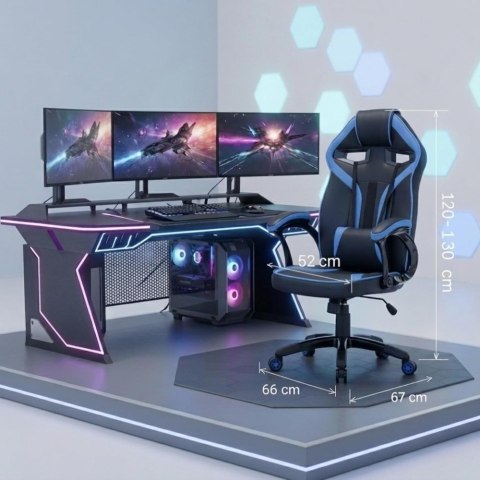 Zestaw BIURKO DANY Narożne ANTRACYT / DĄB ARTISAN + Fotel DRIFT NIEBIESKI